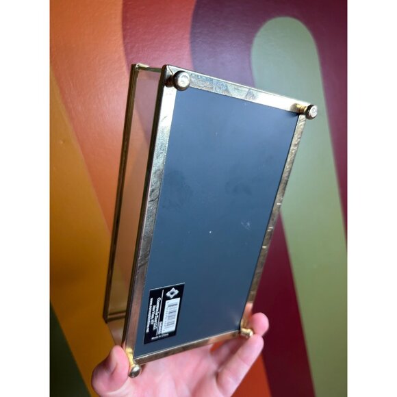 Vintage brass and glass mirrored jewellery box catch all mini - Picture 2 of 6